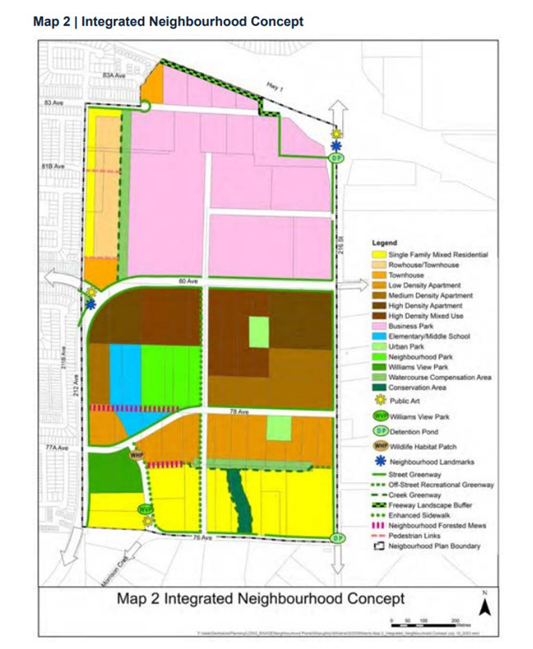 Updated real estate Map of Williams Neighborhood Plan in Fraser Valley BC Canada
