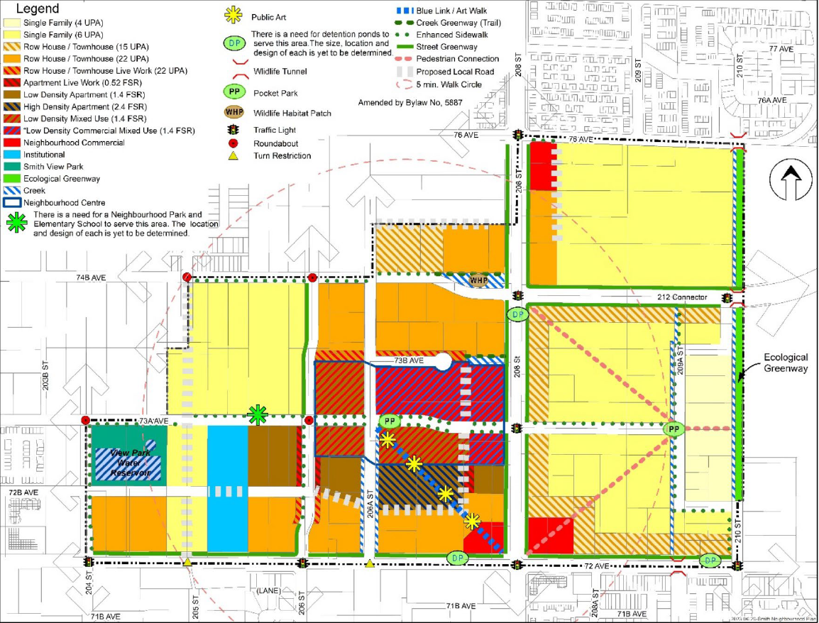 Previous land use map for Smith Neighborhood in Willoughby Community, Fraser Valley BC Canada